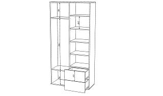 Шкаф распашной Марвин Йорк - 3 Графит