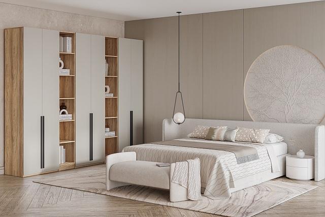 Шкаф распашной Хейсон - 18 Блэквуд Ячменный / Кашемир