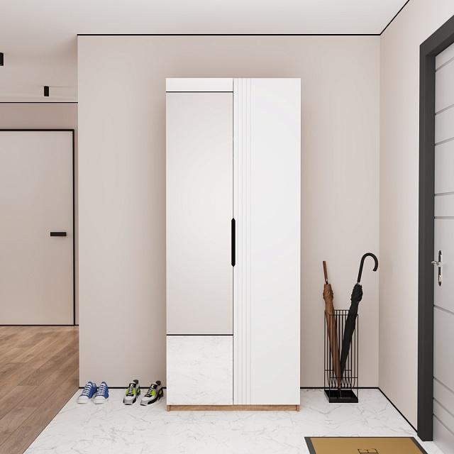 Шкаф распашной Астрис - 1 с зеркалом Белый