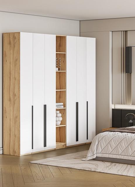 Шкаф распашной Хейсон - 12 Дуб Золотистый / Белый