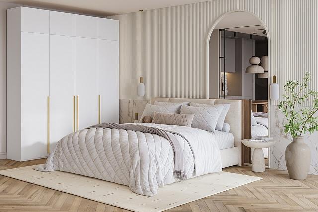 Шкаф распашной Лорена Хит - 4 с антресолью Белый