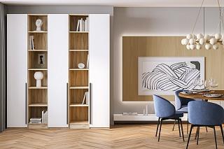 Шкаф распашной Хейсон - 14 Дуб Золотистый / Белый