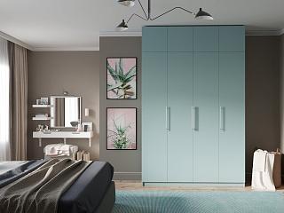 Шкаф распашной Калифорния - 4 с антресолью Сумеречный Голубой