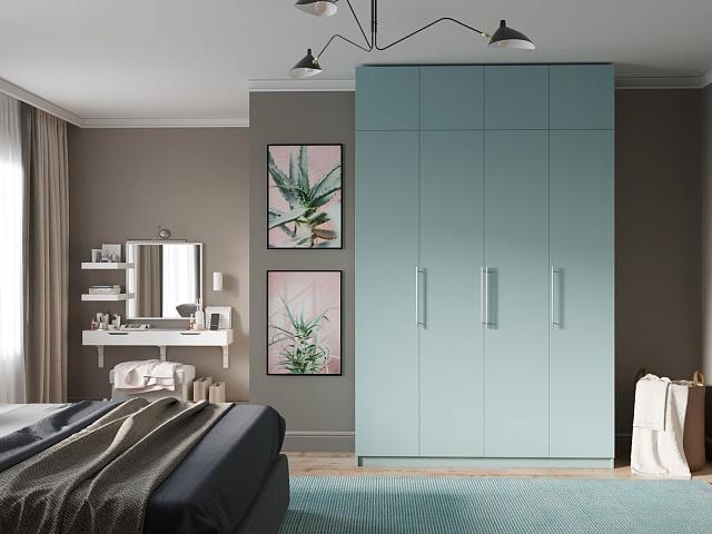 Шкаф распашной Калифорния - 4 с антресолью Сумеречный Голубой