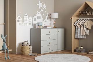 Комод Банни - 2 МДФ Светло-Серый