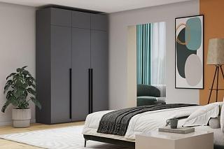 Шкаф распашной Лорена Пакс - 3 с антресолью Графит