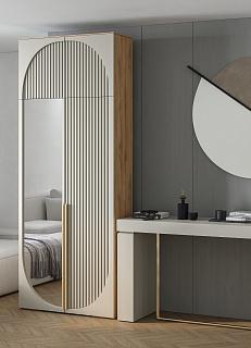 Шкаф распашной Брей - 1.1 с антресолью Дуб Золотистый / Кашемир