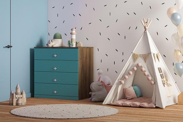 Комод Скарабей - 4 МДФ Аквамарин