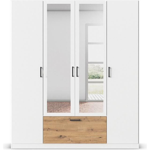 Шкаф распашной Бари - 2 Белый / Дуб Бунратти