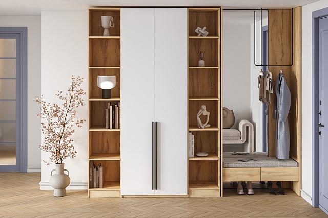 Шкаф распашной Хейсон - 24 Дуб Золотистый / Белый