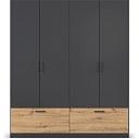 Шкаф распашной Бари - 3 Черный / Дуб Бунратти