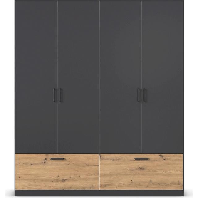 Шкаф распашной Бари - 3 Черный / Дуб Бунратти