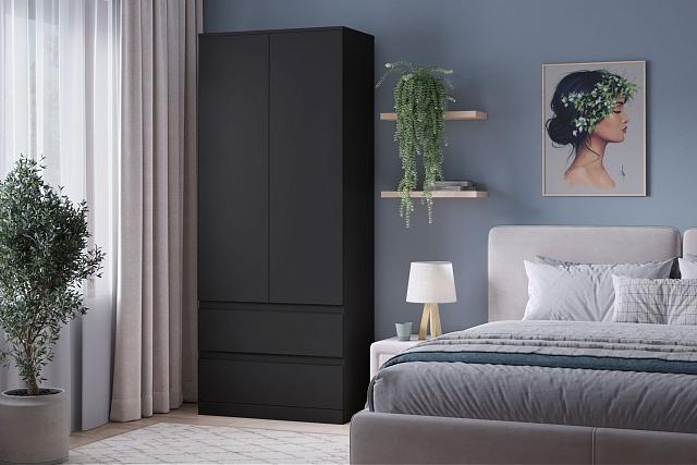 Шкаф распашной Мальм - 2 Черный