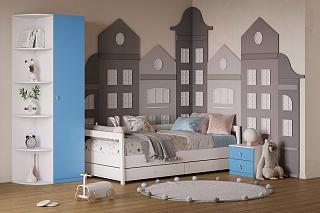 Детская стенка Банни - 2 МДФ Пастельно-Синий