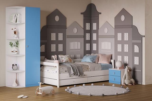 Детская стенка Банни - 2 МДФ Пастельно-Синий