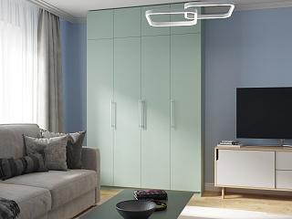 Шкаф распашной Калифорния - 4 с антресолью Пастельный Зеленый