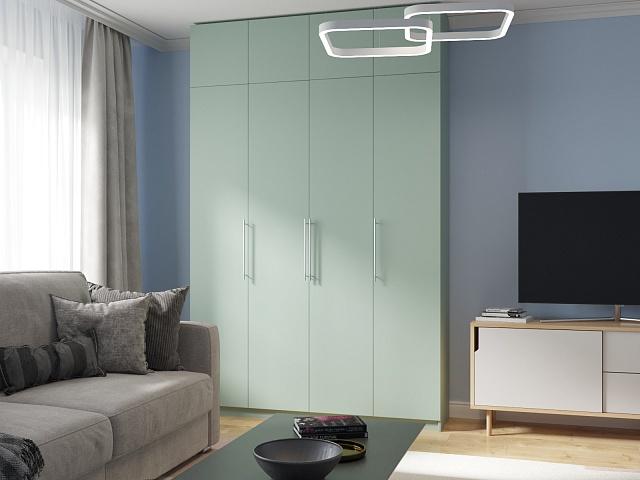 Шкаф распашной Калифорния - 4 с антресолью Пастельный Зеленый