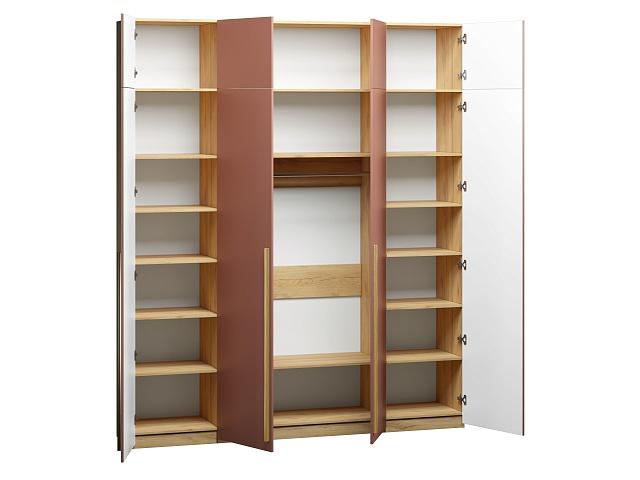 Шкаф распашной Микос - 4 МДФ с антресолью Шарли Терракота