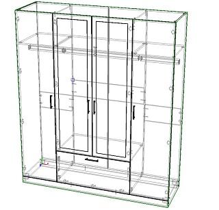 Шкаф распашной Бари - 2 Черный / Дуб Бунратти