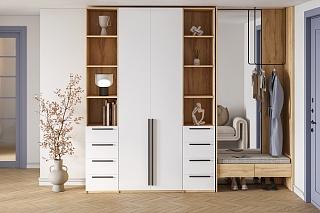 Шкаф распашной Хейсон - 25 Дуб Золотистый / Белый