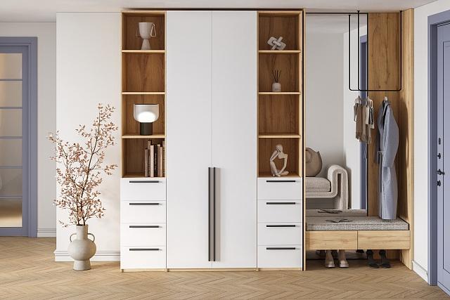 Шкаф распашной Хейсон - 25 Дуб Золотистый / Белый