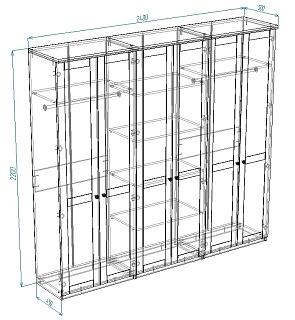 Шкаф распашной София РАХ - 7 МДФ Кашемир
